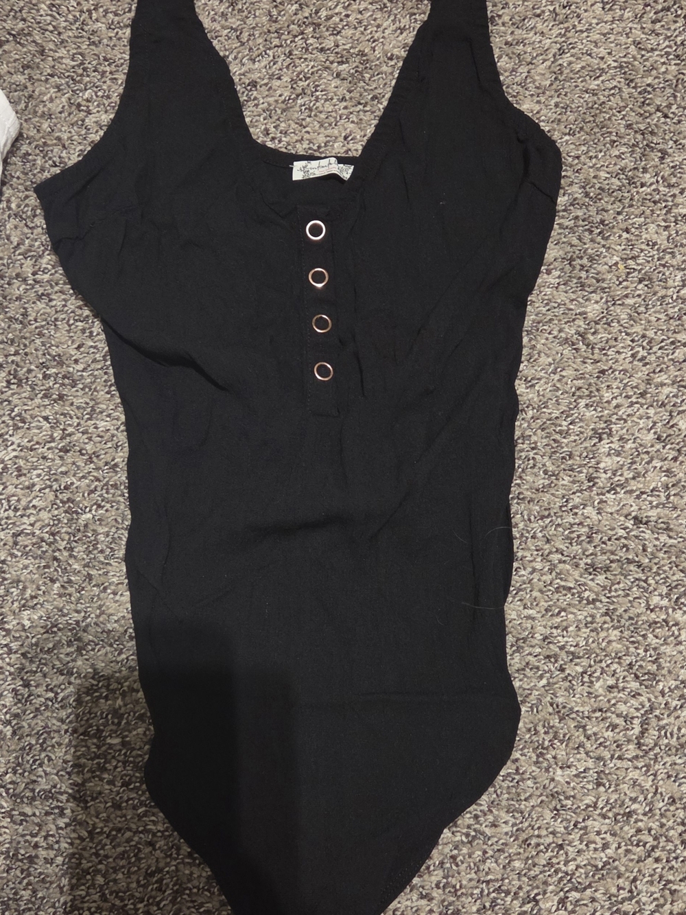 Free People Mia Bodysuit Women's Black Button-Front Bodysuit